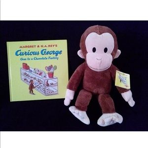 Curious George Goes To A Chocolate Factory Hardcover Book and 16in Stuffed Toy